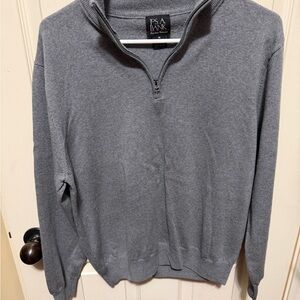 Jos. A. Bank Gray Zip-Up Men's Sweater medium wool